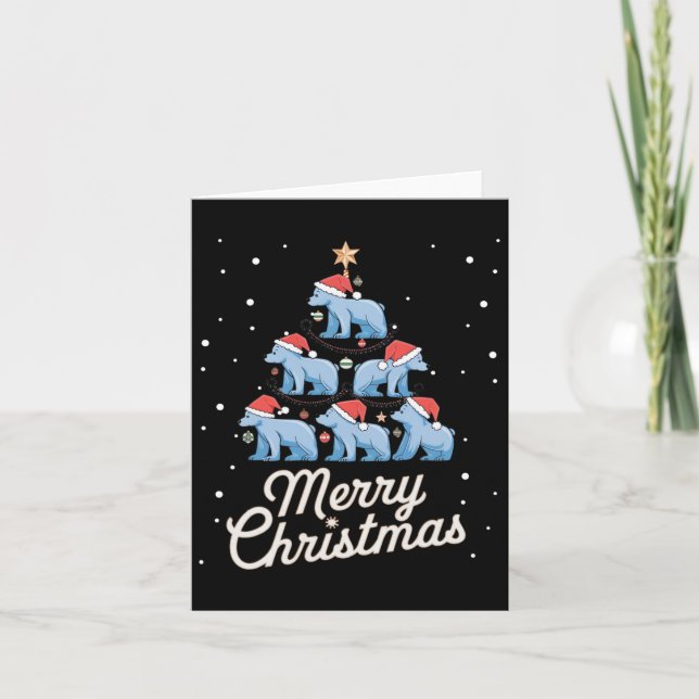 Polar Bear Xmas Tree Bears Christmas Tree Merry Ch Card (Front)