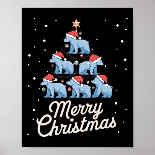 Polar Bear Xmas Tree Bears Christmas Tree Merry Ch Poster (Front)