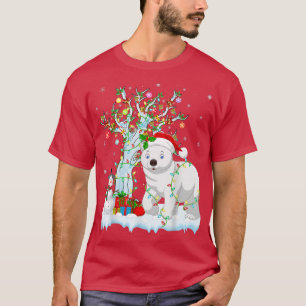 Polar Bear Xmas Tree Lighting Santa Hat Polar Bear T-Shirt