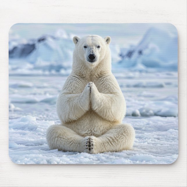 Polar Bear Yoga Pose Mouse Pad (Front)