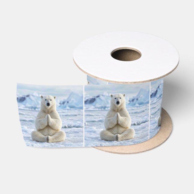 Polar Bear Yoga Pose Satin Ribbon (Spool)