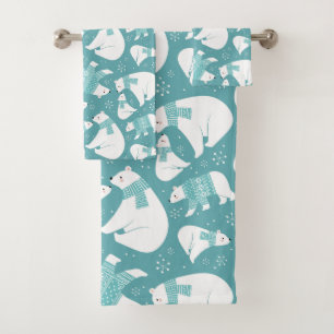 Polar Bears and Snowflakes Bath Towel Set