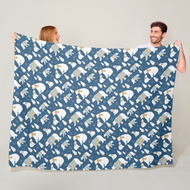 Polar Bears and Snowflakes  Fleece Blanket (In Situ)