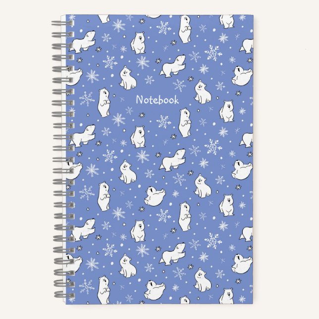 Polar Bears and Snowflakes - Personalise - Notebook (Front)