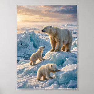 Polar Bears Arctic Snow Ice Landscape Fleece Blank Poster