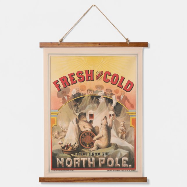Polar Bears Are Enjoying Mugs Of Lager Beer Hanging Tapestry (Front)