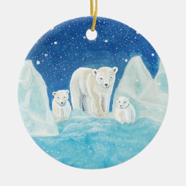 Polar Bears  Ceramic Tree Decoration (Front)