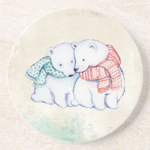 Polar Bears Couple Coaster