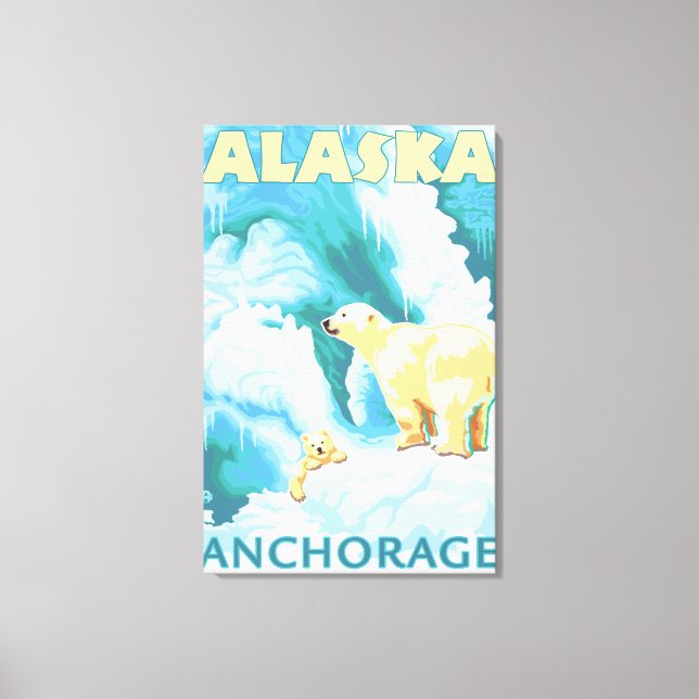 Polar Bears & Cub - Anchorage, Alaska Canvas Print (Front)
