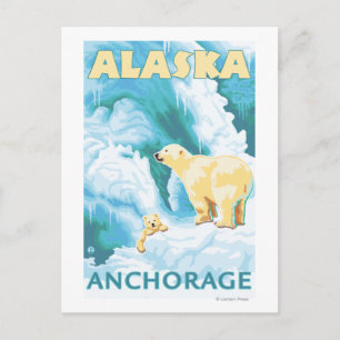 Polar Bears & Cub - Anchorage, Alaska Postcard