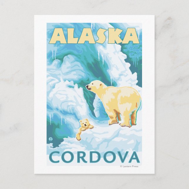 Polar Bears & Cub - Cordova, Alaska Postcard (Front)