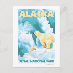 Polar Bears & Cub - Denali National Park, Alaska Postcard