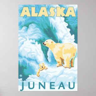 Polar Bears & Cub - Juneau, Alaska Poster