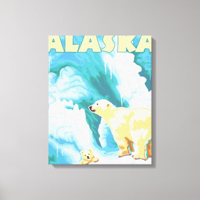Polar Bears & Cub - Latouche, Alaska Canvas Print (Front)
