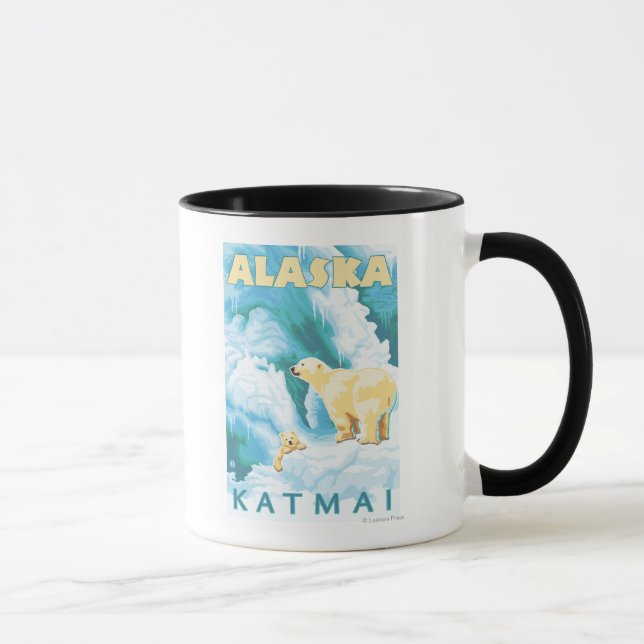 Polar Bears & Cub - Latouche, Alaska Mug (Right)