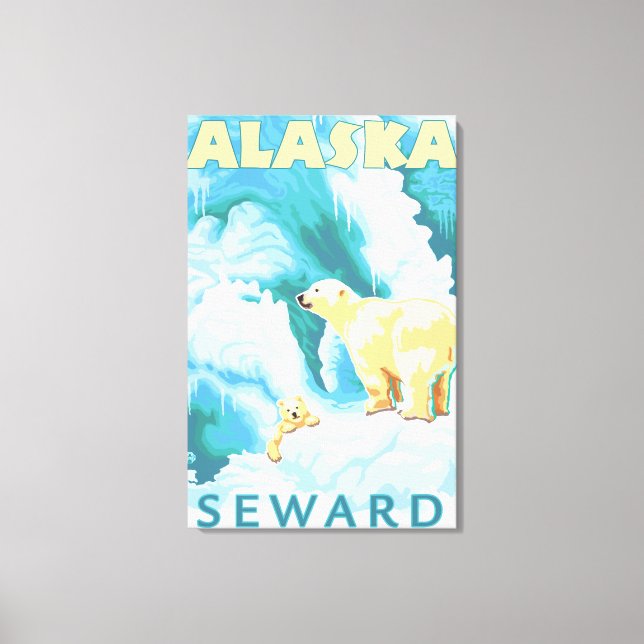 Polar Bears & Cub - Seward, Alaska Canvas Print (Front)