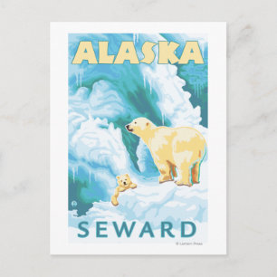Polar Bears & Cub - Seward, Alaska Postcard