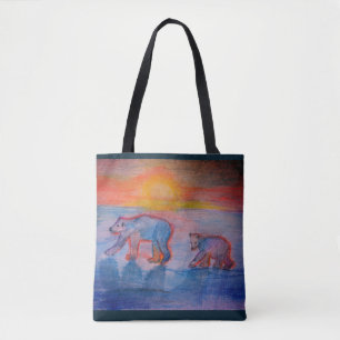 Polar Bears Drawing Custom All-Over-Print Tote Bag