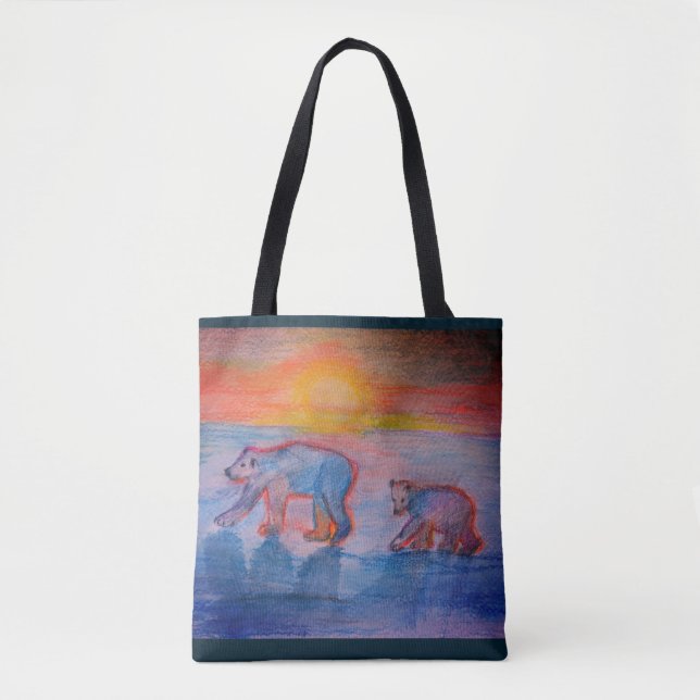 Polar Bears Drawing Custom All-Over-Print Tote Bag (Front)
