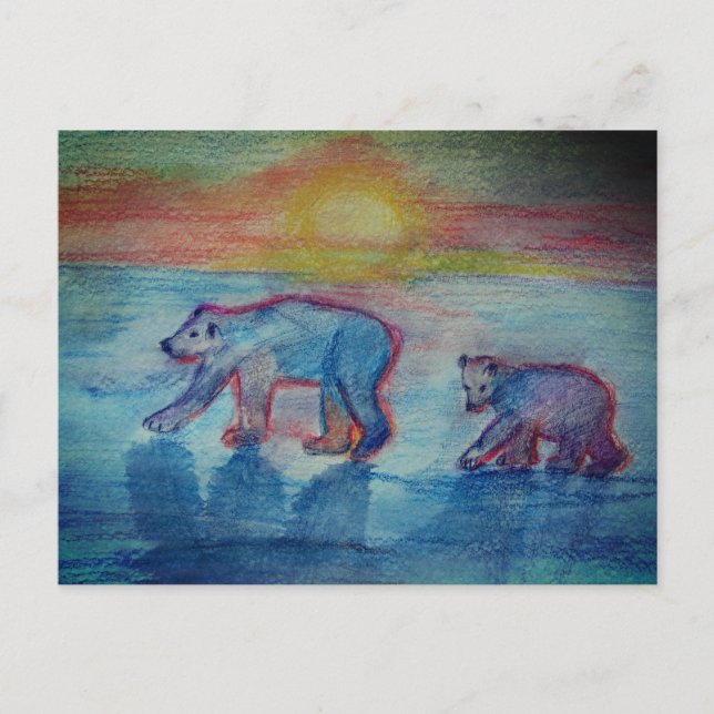 Polar Bears Drawing Postcard (Front)