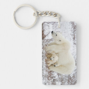 Polar Bears female and Two cubs Key Ring