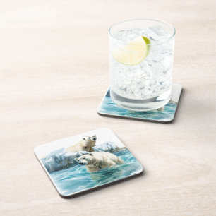 Polar Bears Hard plastic coaster
