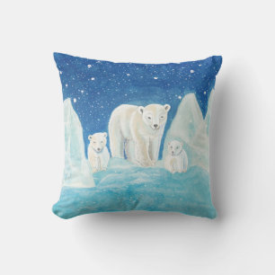 Polar Bears Illustration    Cushion