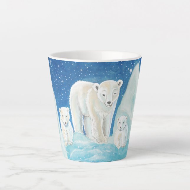 Polar Bears Illustration   Latte Mug (Front)