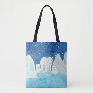 Polar Bears Illustration Tote Bag