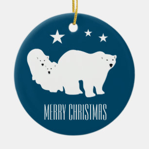 Polar Bears Merry Christmas Ornament Decoration