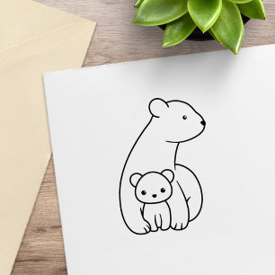 Polar Bears: Mother and Cub Rubber Stamp