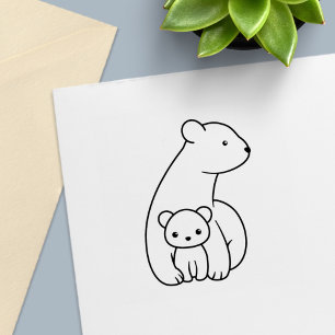 Polar Bears: Mother and Cub Self-inking Stamp