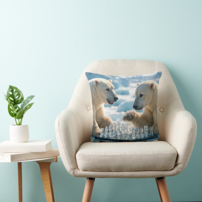 Polar Bears Playing Chess On a Glacier Cushion (Chair)