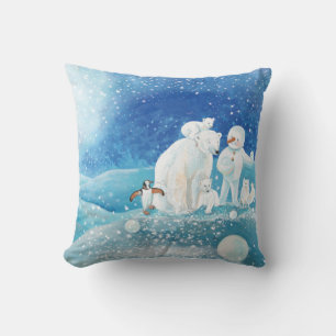 Polar Bears, Polar Fox, Emperor penguin & Snowman  Cushion