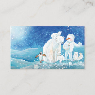 Polar Bears, Polar Fox, Emperor penguin & Snowman  Enclosure Card