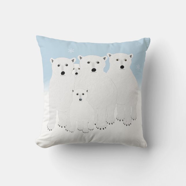 Polar Bears Throw Pillow (Front)
