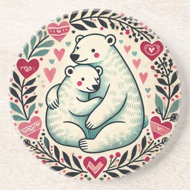 Polar Bears Valentine's Day Bear                   Coaster (Front)