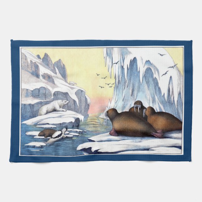 Polar Bears, Walrus, And Seals Tea Towel (Horizontal)