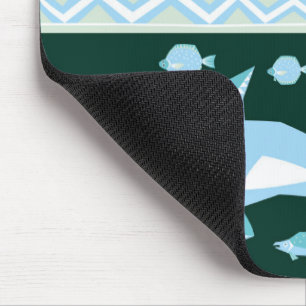 Polar bears whales fish seagulls pattern mouse pad