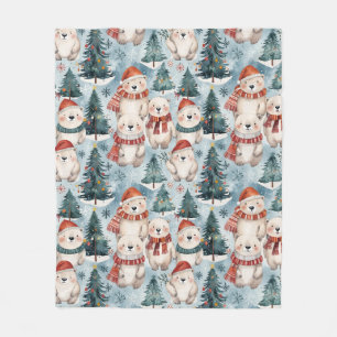 Polar Bears Winter Fleece Blanket   Hats & Scarves