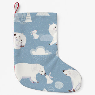 Polar Bears Winter Vintage Small Christmas Stocking