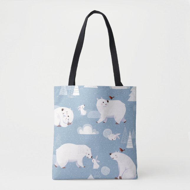 Polar Bears Winter Vintage Tote Bag (Front)
