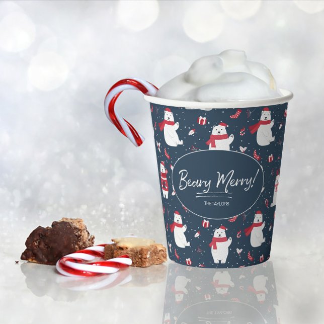 Polar Beary Merry Christmas Pattern ID851 Paper Cups (Creator Uploaded)