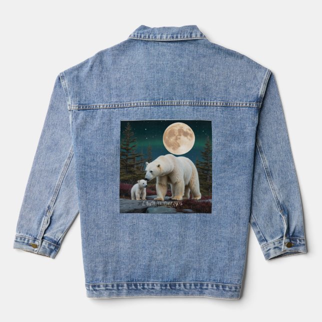 Polar Elegance Under the Moonlight Denim Jacket (Back)