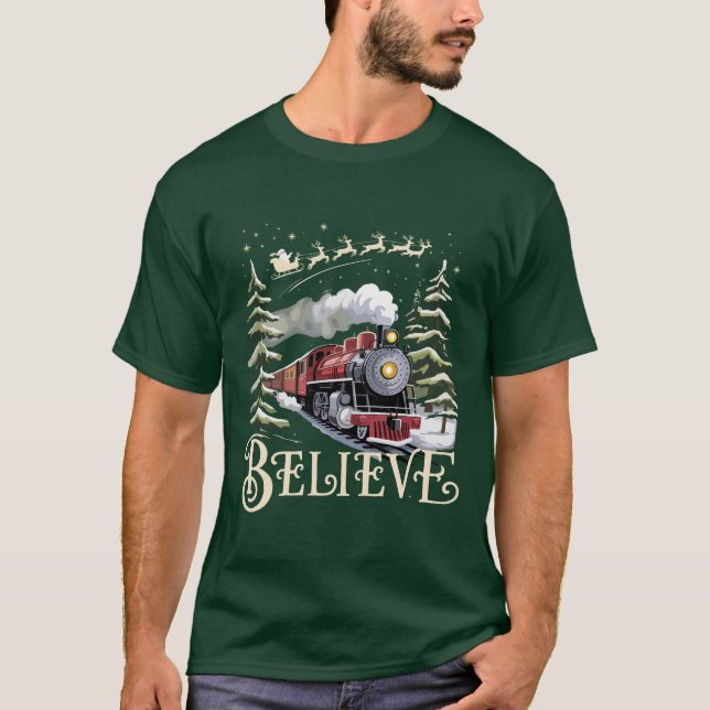 Polar Express Christmas Gift Believe Xmas Winter T-Shirt (Front)