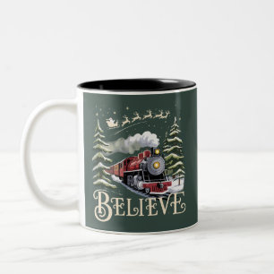 Polar Express Christmas Gift Believe Xmas Winter Two-Tone Coffee Mug