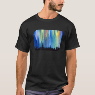 Polar Lights Aurora Borealis Forest Vacation T-Shirt