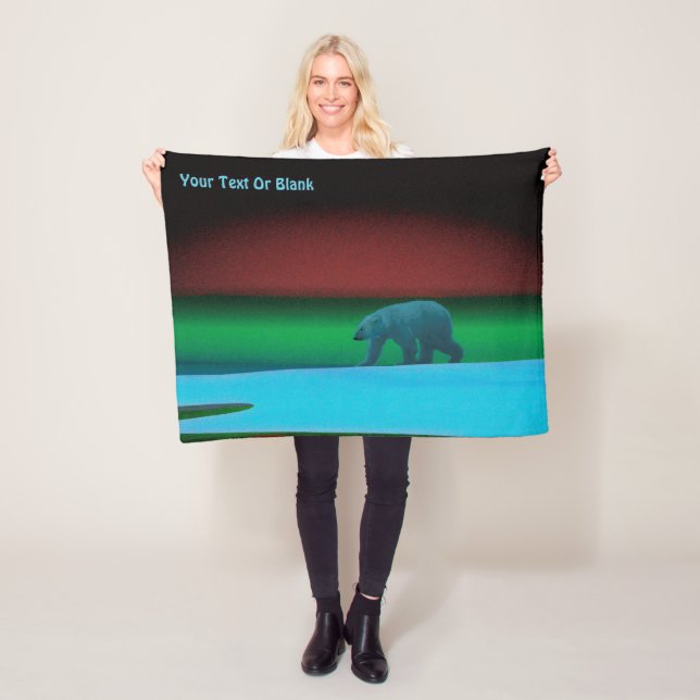 Polar Lights Polar Bear Fleece Blanket (In Situ)