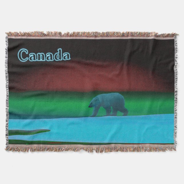 Polar Lights Polar Bear Throw Blanket (Front)