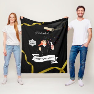 Polar liner graduation personalized name fleece blanket